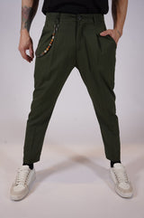 LIBERTY - Carrot pleated trousers - military green