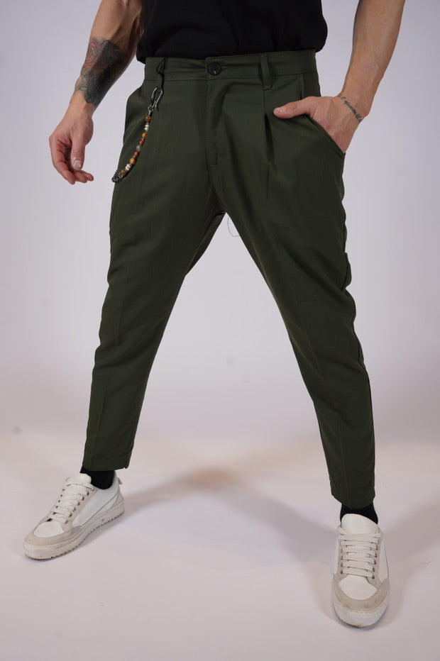 LIBERTY - pantalone pinces Carrot - verde militare