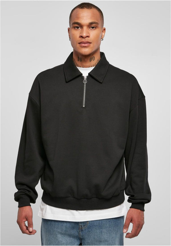 Urban Classic - 80's Shirt Collar Crew Sweatshirt - black