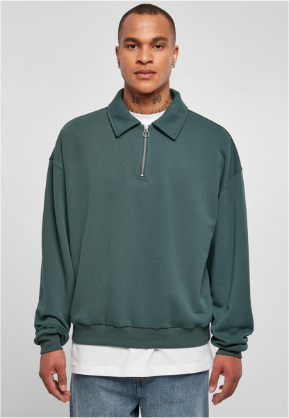 Urban Classic - 80's Shirt Collar Crew Sweatshirt - bottlegreen