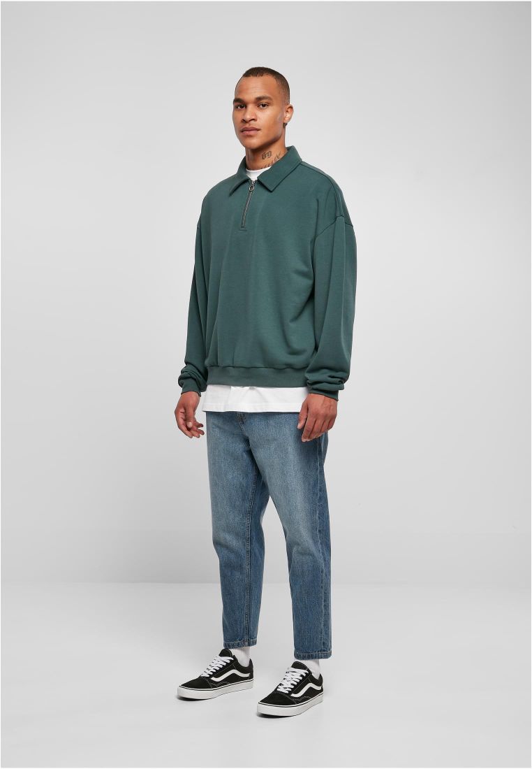 Urban Classic - 80's Shirt Collar Crew Sweatshirt - bottlegreen