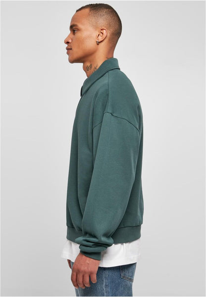 Urban Classic - 80's Shirt Collar Crew Sweatshirt - bottlegreen