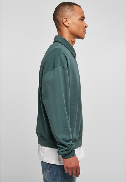 Urban Classic - 80's Shirt Collar Crew Sweatshirt - bottlegreen