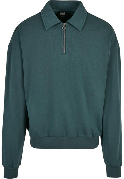 Urban Classic - 80's Shirt Collar Crew Sweatshirt - bottlegreen