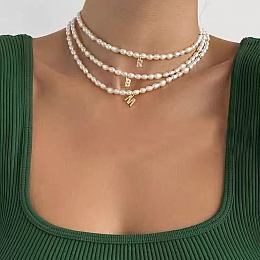 SODA - freshwater pearl choker + initial