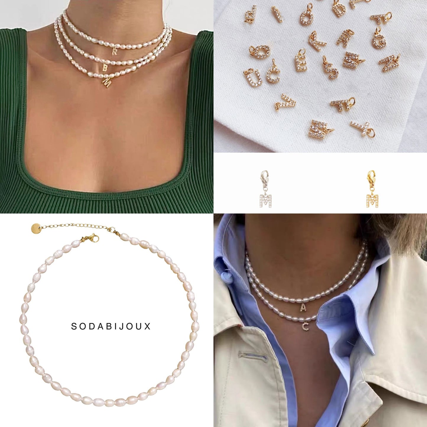 SODA - freshwater pearl choker + initial