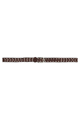 SODA - 25 mm genuine leather studded belt - dark brown 