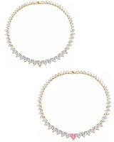 SODABIJOUX - gold galvanic steel necklace and zircons - Heart